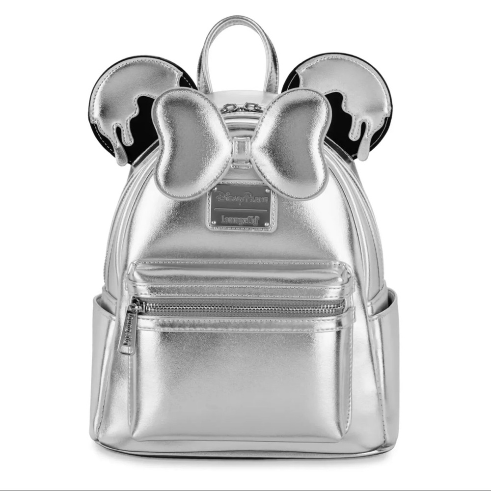 Minnie Mouse Disney 100 Silver Drip Loungefly Mini Backpack